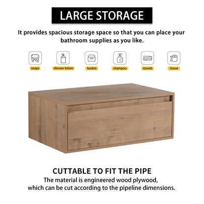Contemporary 30' Bathroom Cabinet with Soft Close Drawer in Imitative Oak Finish - Excluding Sink - 1st Choice Furniture Direct