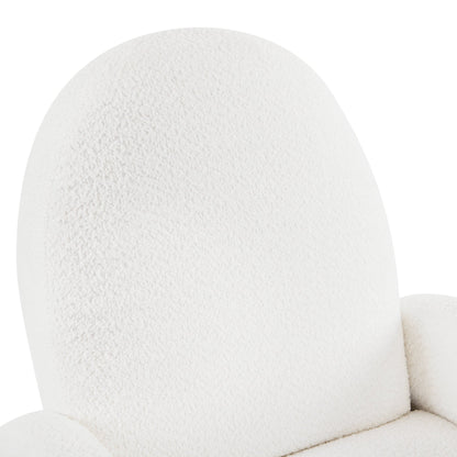 Contemporary 360 Swivel and Glider Recliner Chair in Beige Boucle with Solid Wood Base - 1st Choice Furniture Direct