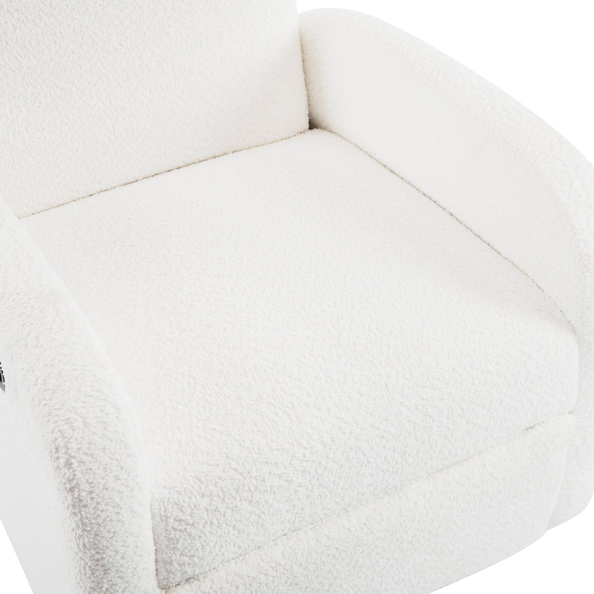 Contemporary 360 Swivel and Glider Recliner Chair in Beige Boucle with Solid Wood Base - 1st Choice Furniture Direct