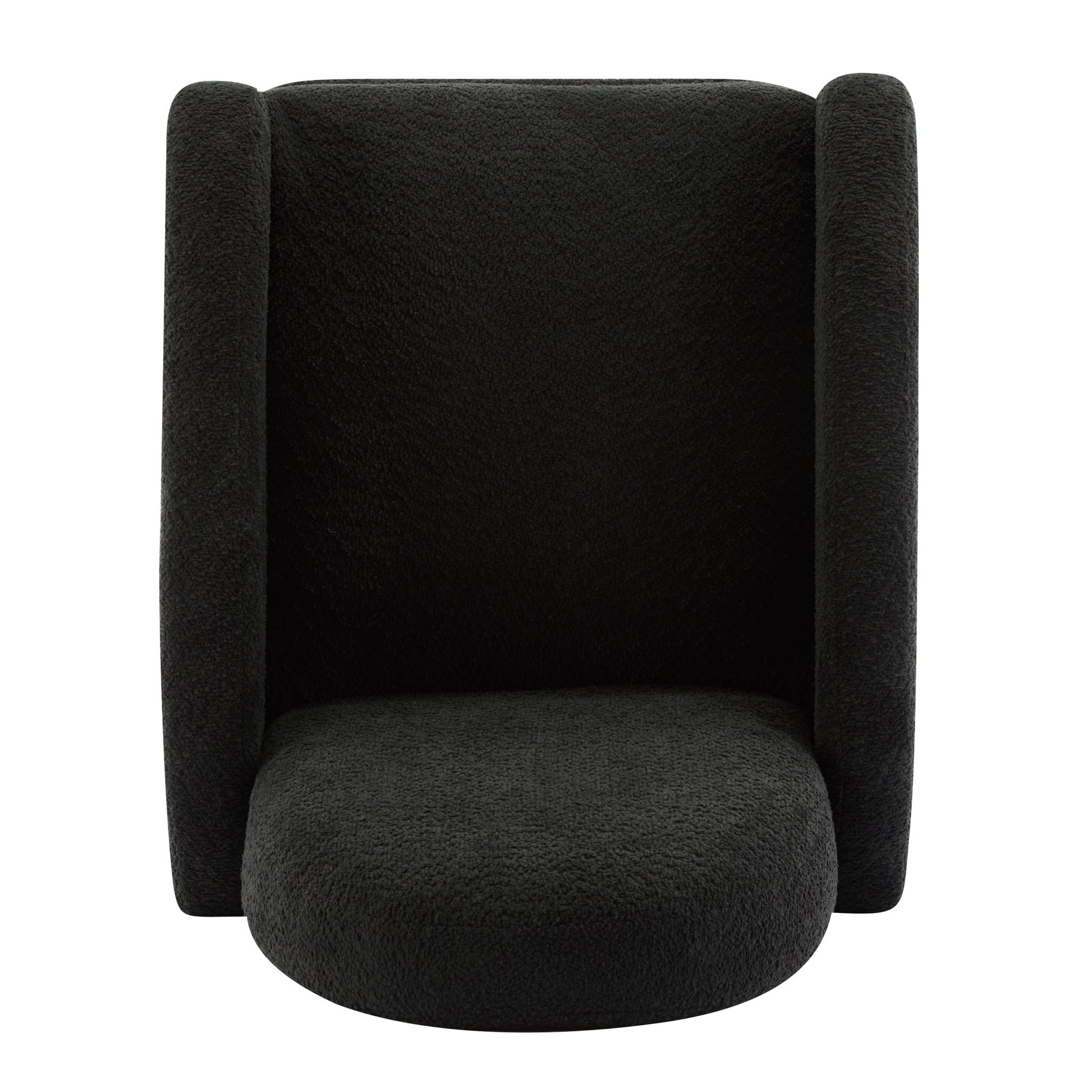 Contemporary 360 Swivel and Glider Recliner Chair in Black Boucle with Solid Wood Base - 1st Choice Furniture Direct