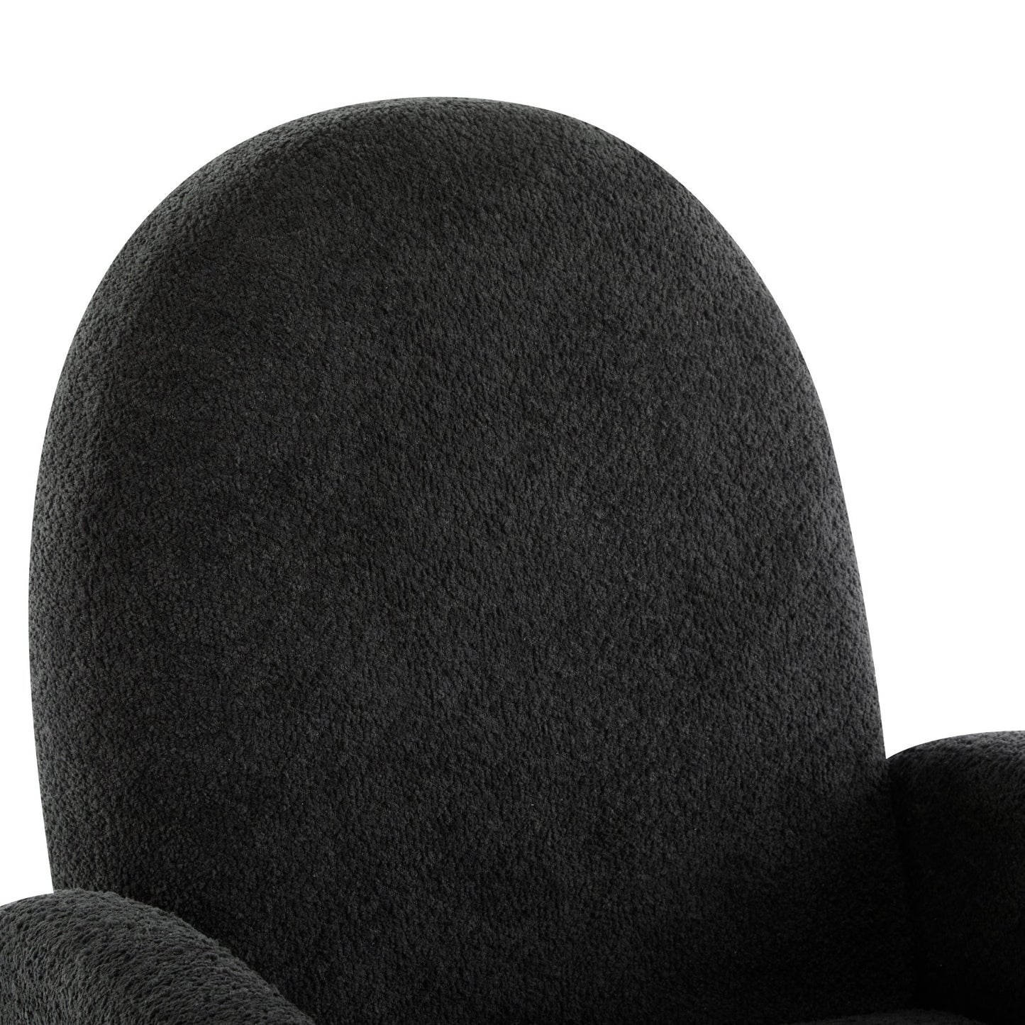 Contemporary 360 Swivel and Glider Recliner Chair in Black Boucle with Solid Wood Base - 1st Choice Furniture Direct