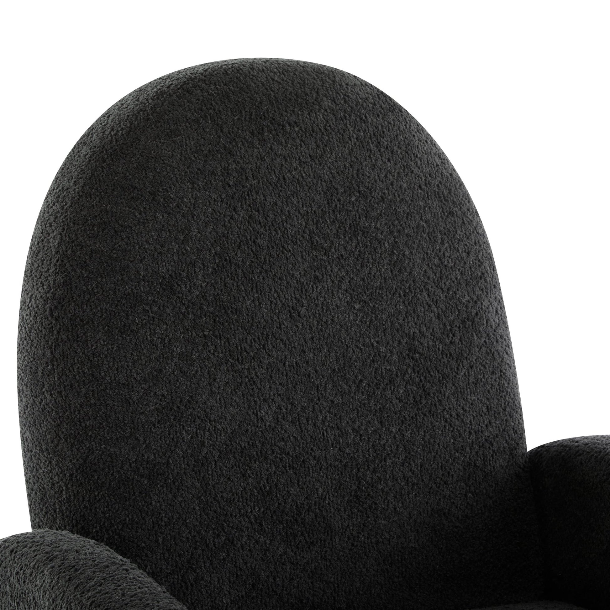 Contemporary 360 Swivel and Glider Recliner Chair in Black Boucle with Solid Wood Base - 1st Choice Furniture Direct