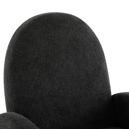 Contemporary 360 Swivel and Glider Recliner Chair in Black Boucle with Solid Wood Base - 1st Choice Furniture Direct