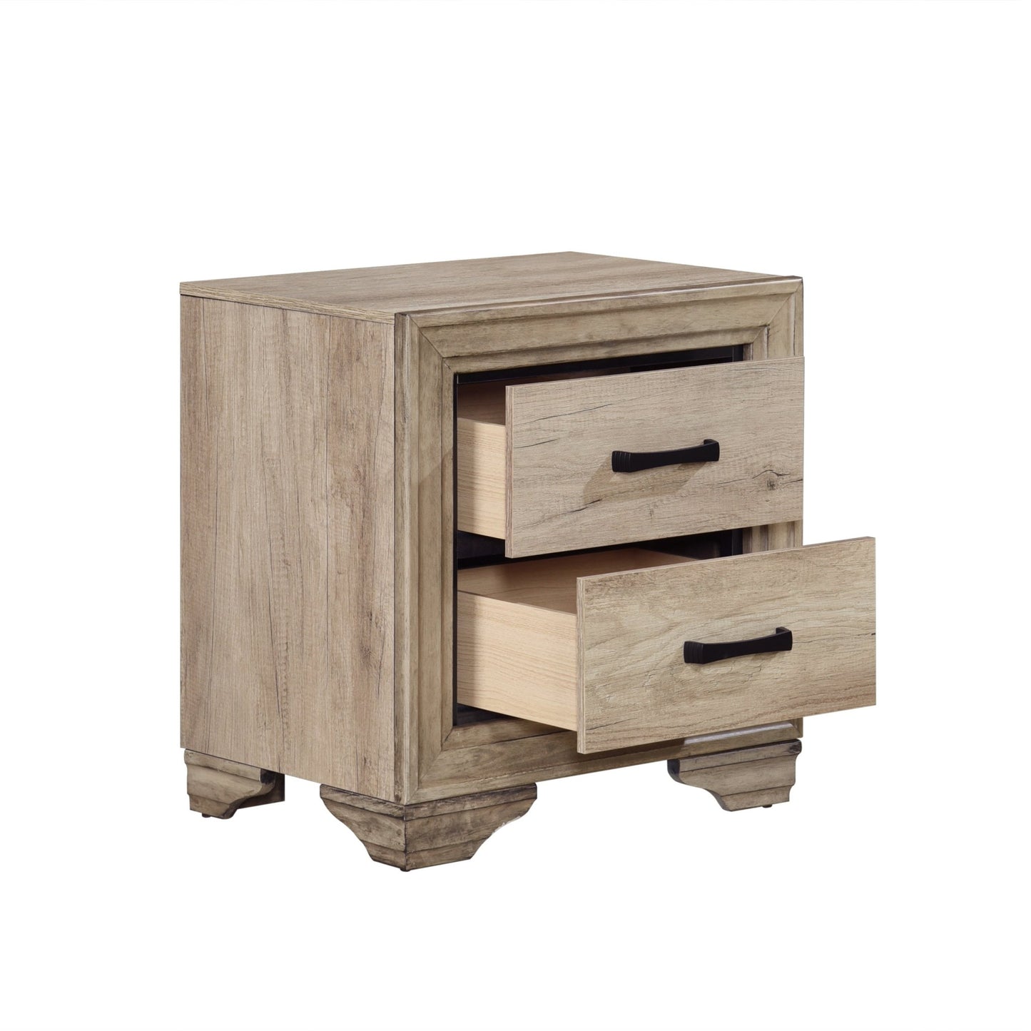 Contemporary Bedroom Furniture 1pc Nightstand of Drawers Natural Finish Melamine Laminate Bed Side Table - 1st Choice Furniture Direct