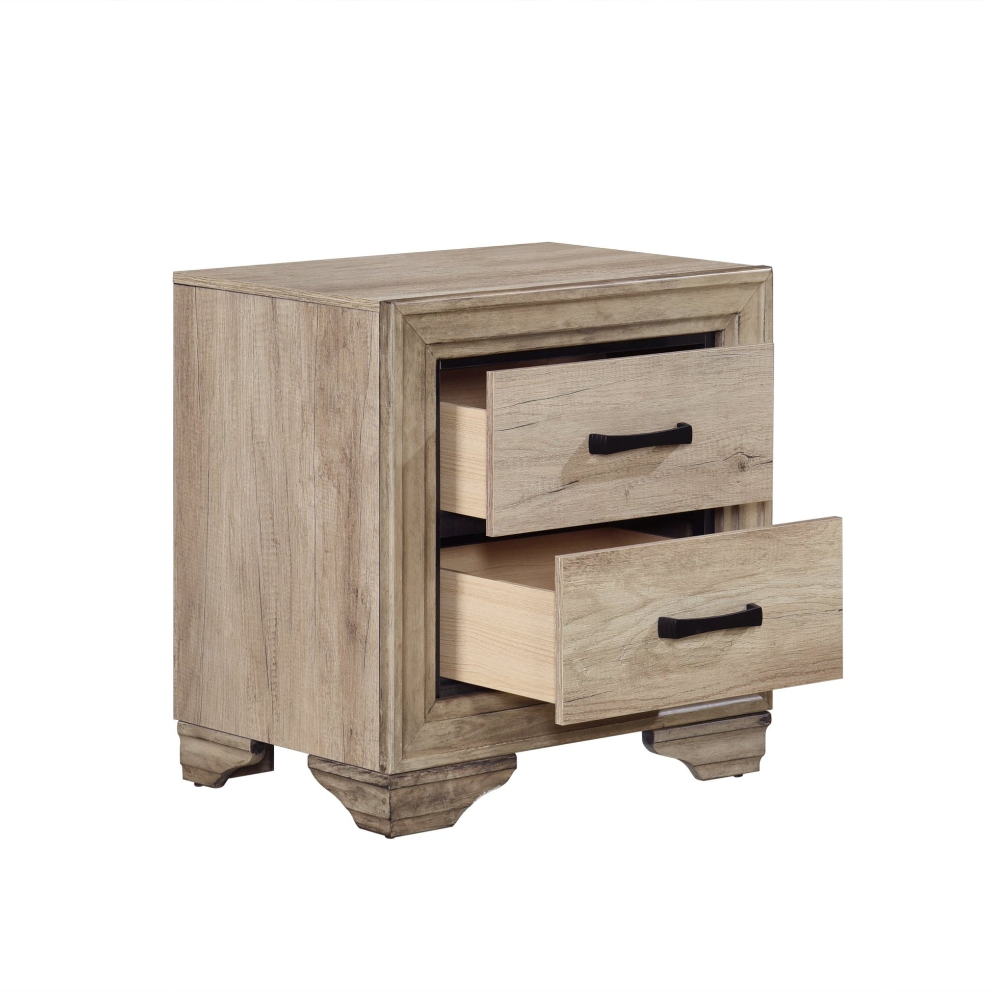 Contemporary Bedroom Furniture 1pc Nightstand of Drawers Natural Finish Melamine Laminate Bed Side Table - 1st Choice Furniture Direct