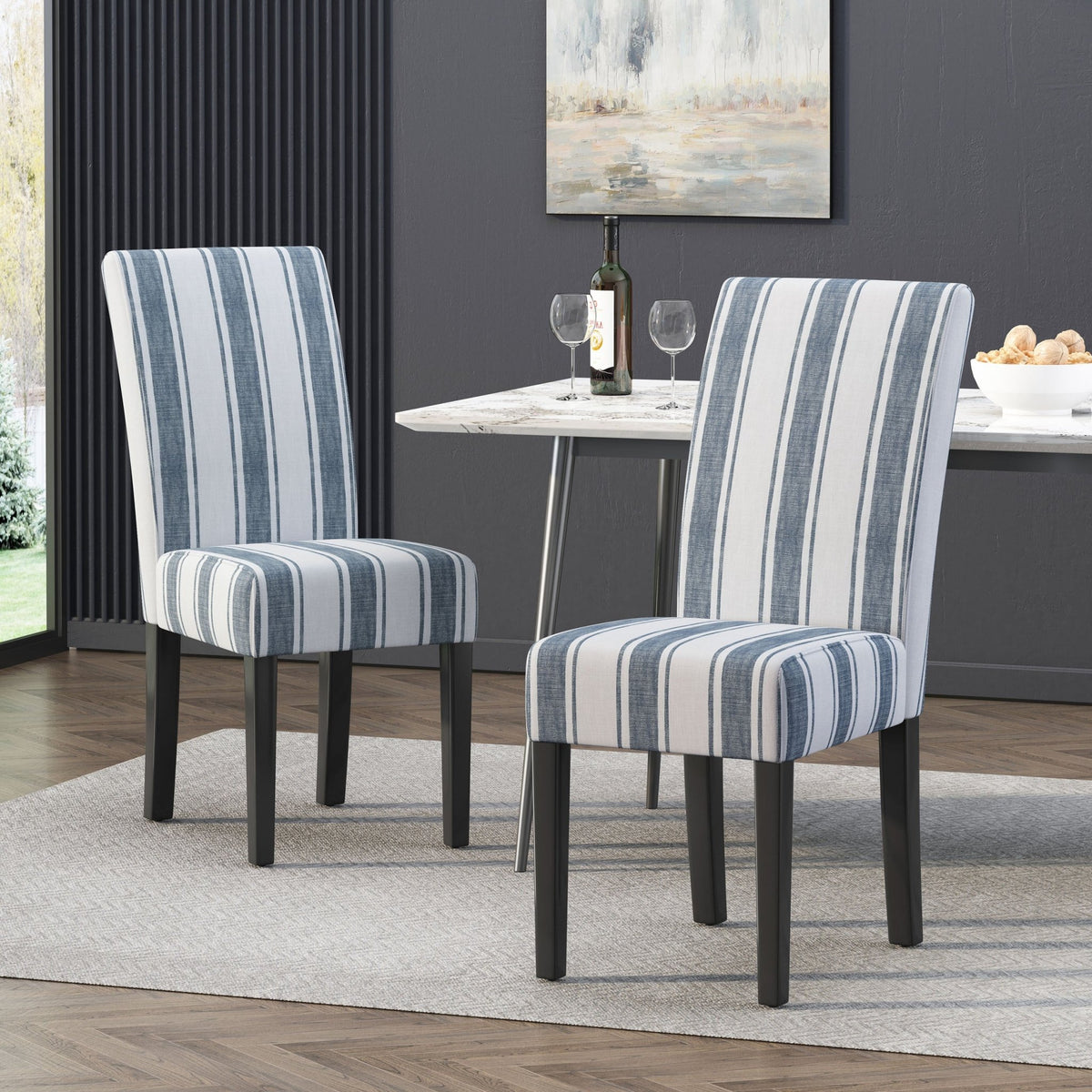 Contemporary Blue Upholstered Dining Chair Set of 2 - 1st Choice Furniture Direct