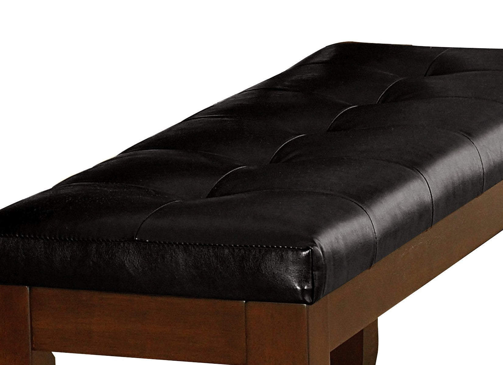 Contemporary Dining Bench with Faux Leather Seat – Dark Oak Wood Bench - 1st Choice Furniture Direct