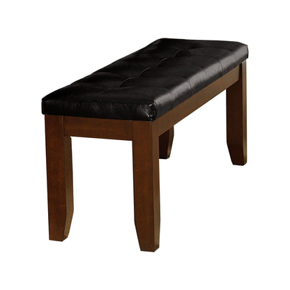Contemporary Dining Bench with Faux Leather Seat – Dark Oak Wood Bench - 1st Choice Furniture Direct