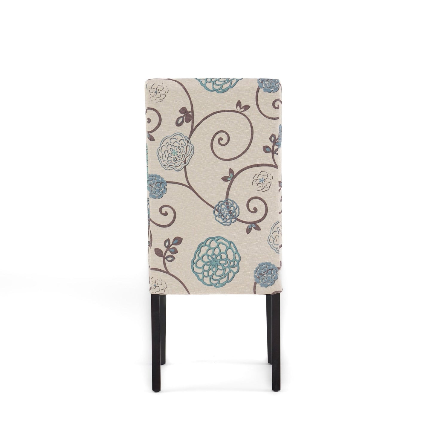 Contemporary Dining Chair Set of 2 | White & Blue Fabric Chairs with Rubberwood Legs - 1st Choice Furniture Direct