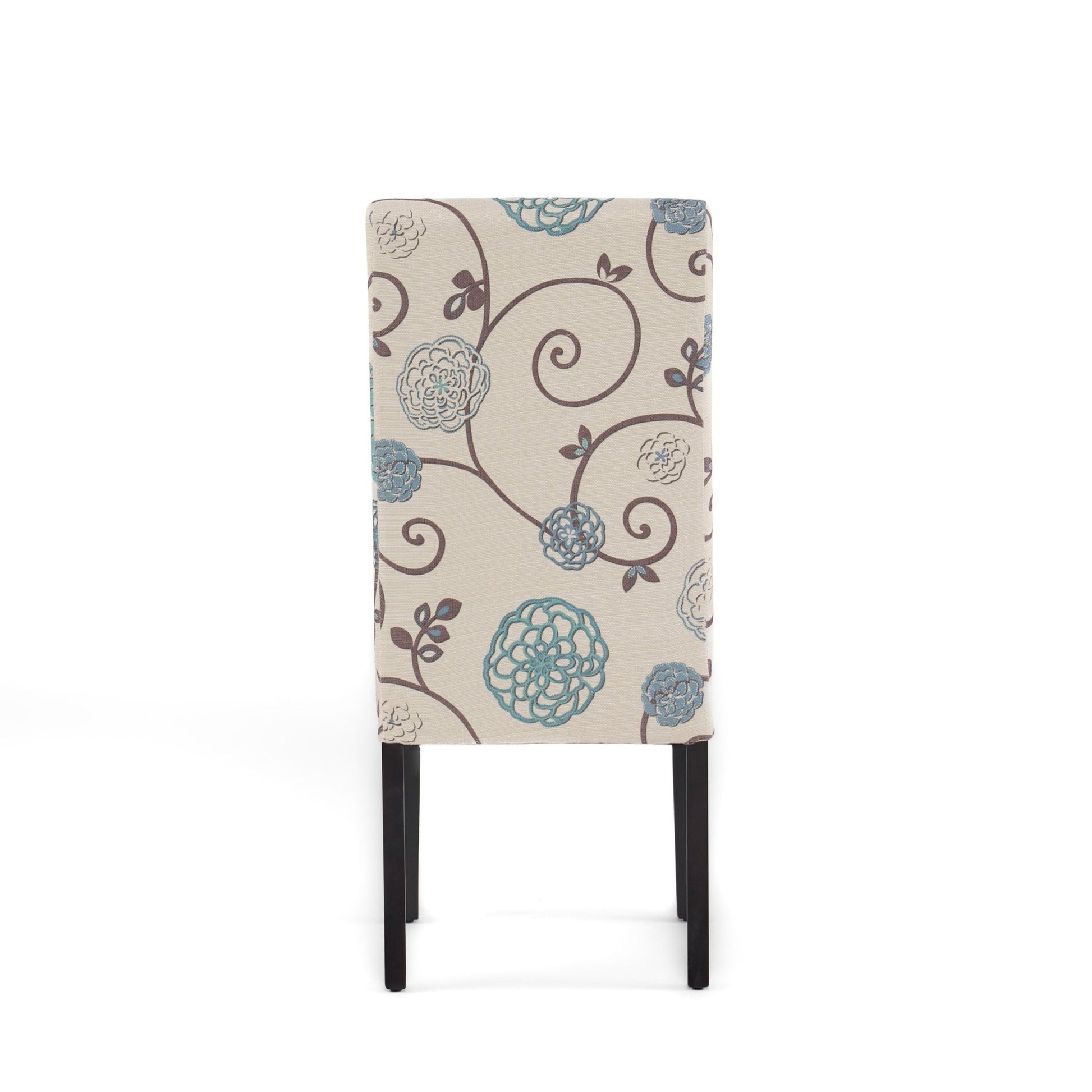 Contemporary Dining Chair Set of 2 | White & Blue Fabric Chairs with Rubberwood Legs - 1st Choice Furniture Direct