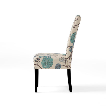 Contemporary Dining Chair Set of 2 | White & Blue Fabric Chairs with Rubberwood Legs - 1st Choice Furniture Direct