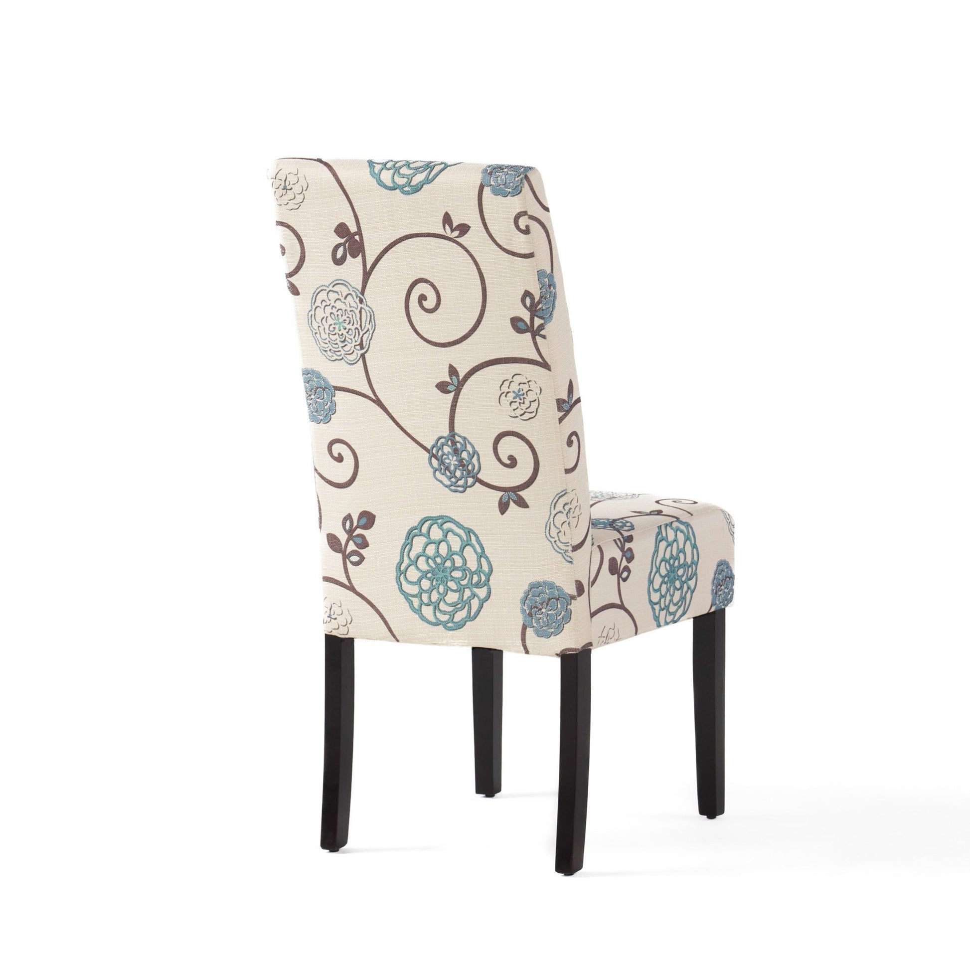 Contemporary Dining Chair Set of 2 | White & Blue Fabric Chairs with Rubberwood Legs - 1st Choice Furniture Direct