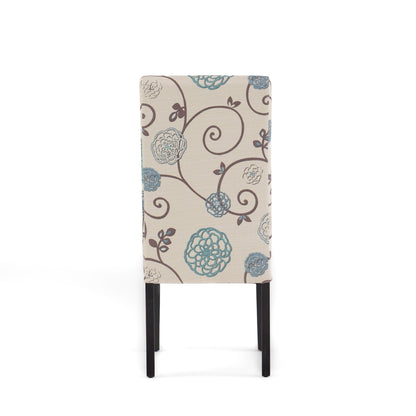Contemporary Dining Chair Set with Rubberwood Legs in White and Blue Fabric - 1st Choice Furniture Direct