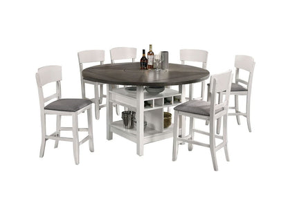 Contemporary Dining Room Counter Height Chairs Set of 2 Chairs only White Solid wood Gray Padded Fabric Seat - 1st Choice Furniture Direct