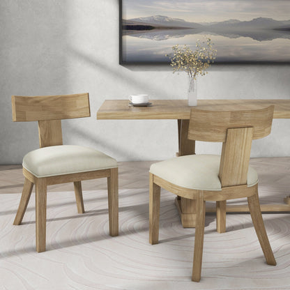 Contemporary Fabric Upholstered Side Dining Chairs Set of 2 with Curved Back in Beige - 1st Choice Furniture Direct