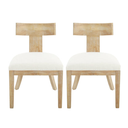 Contemporary Fabric Upholstered Side Dining Chairs Set of 2 with Curved Back in Beige - 1st Choice Furniture Direct