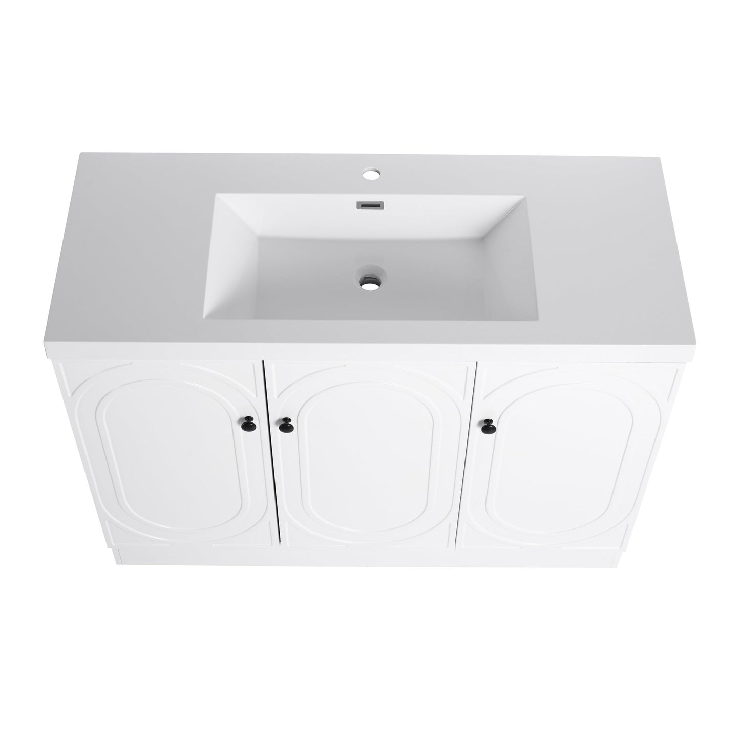 Contemporary Freestanding Bathroom Vanity with White Resin Sink & Soft - Close Cabinet Doors, Plywood, 48' - 1st Choice Furniture Direct