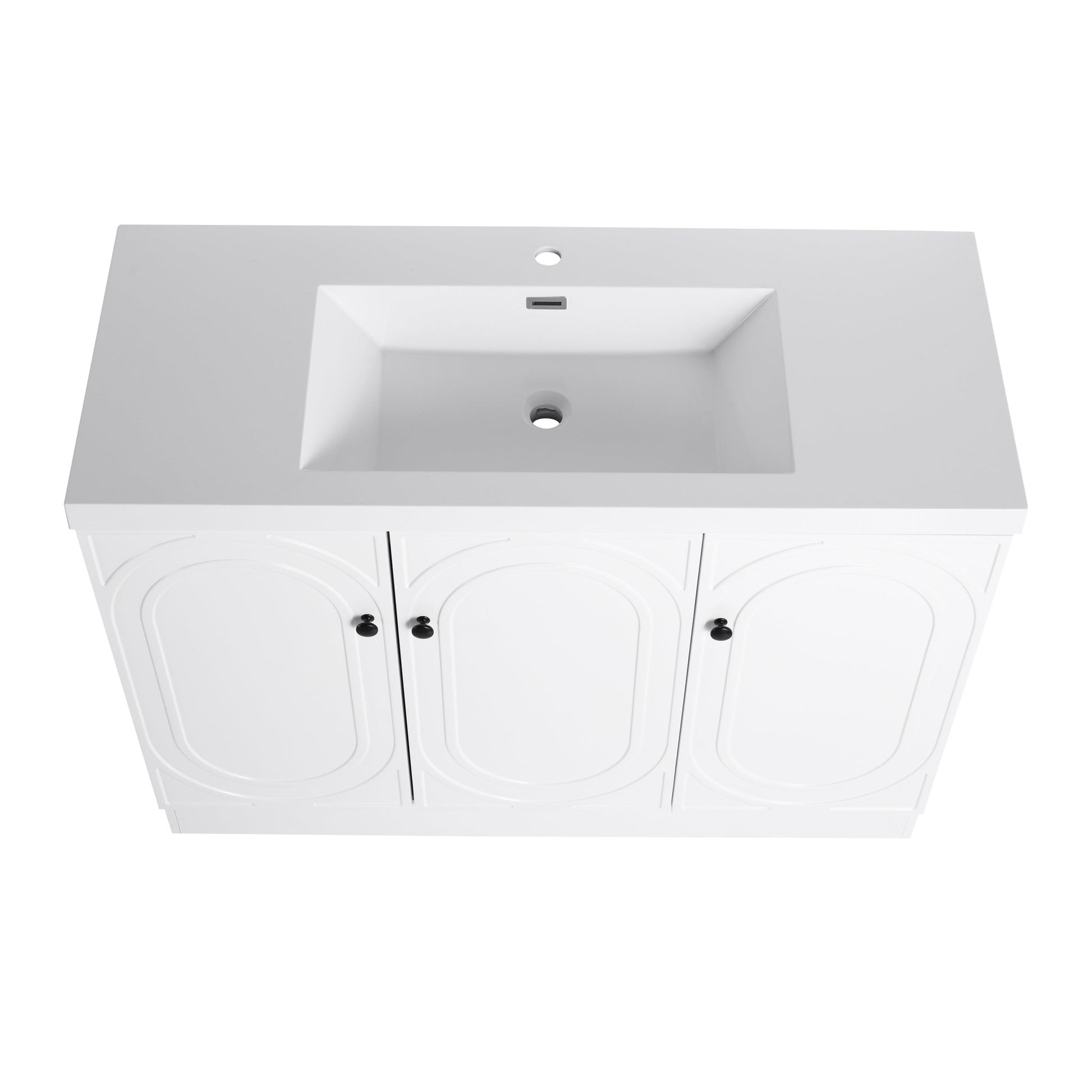 Contemporary Freestanding Bathroom Vanity with White Resin Sink & Soft - Close Cabinet Doors, Plywood, 48' - 1st Choice Furniture Direct