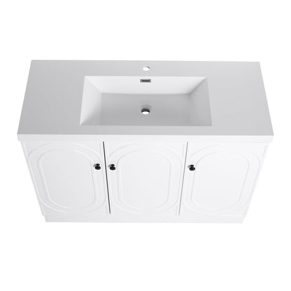 Contemporary Freestanding Bathroom Vanity with White Resin Sink & Soft - Close Cabinet Doors, Plywood, 48' - 1st Choice Furniture Direct