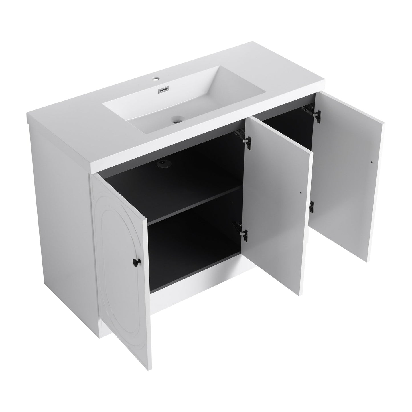 Contemporary Freestanding Bathroom Vanity with White Resin Sink & Soft - Close Cabinet Doors, Plywood, 48' - 1st Choice Furniture Direct