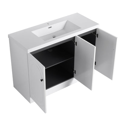 Contemporary Freestanding Bathroom Vanity with White Resin Sink & Soft - Close Cabinet Doors, Plywood, 48' - 1st Choice Furniture Direct