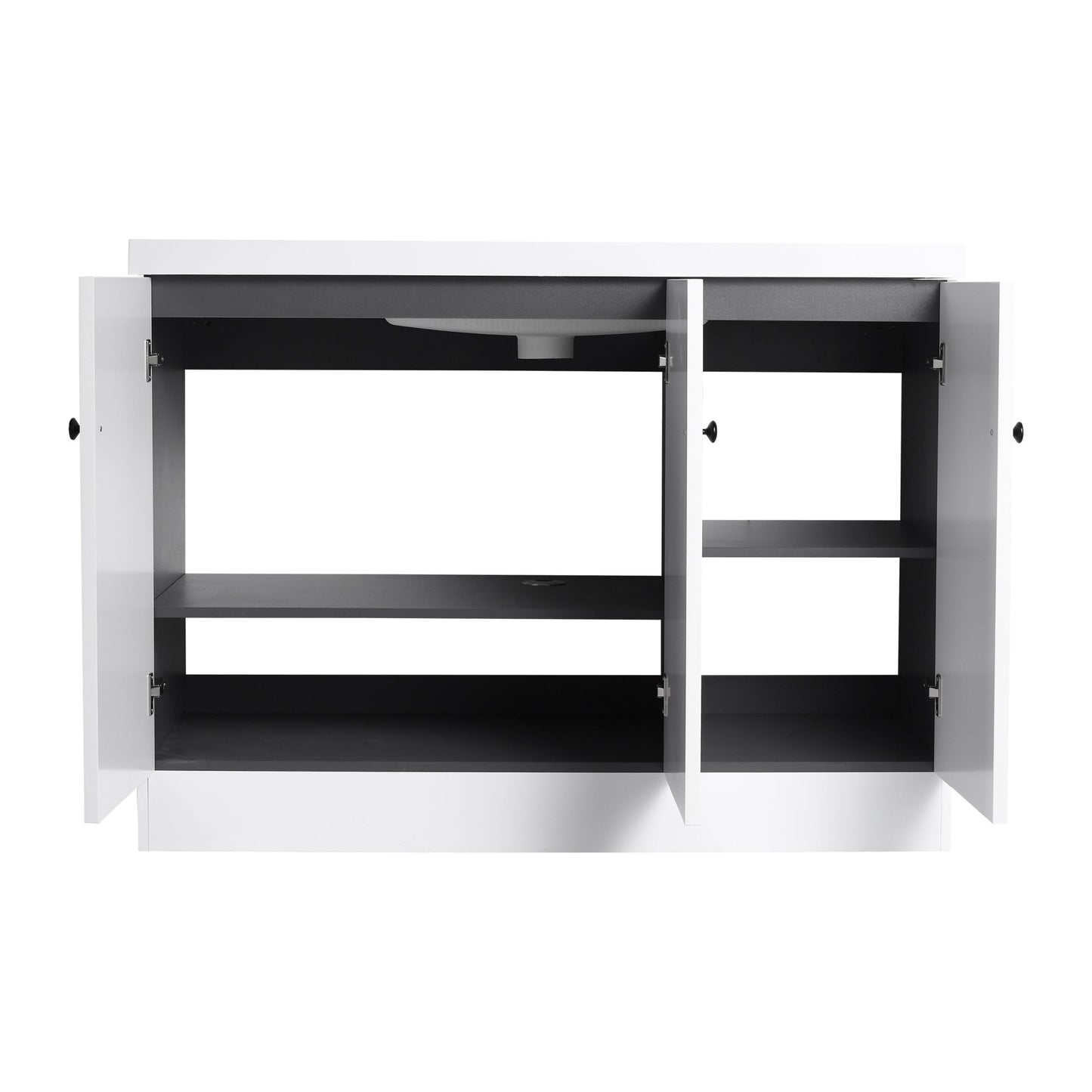 Contemporary Freestanding Bathroom Vanity with White Resin Sink & Soft - Close Cabinet Doors, Plywood, 48' - 1st Choice Furniture Direct