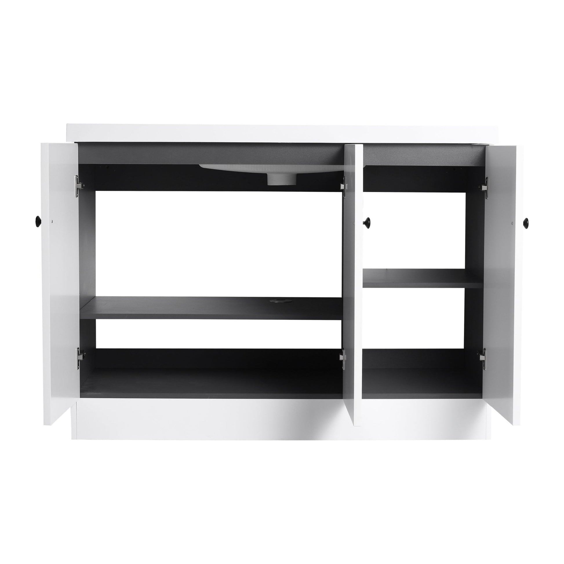Contemporary Freestanding Bathroom Vanity with White Resin Sink & Soft - Close Cabinet Doors, Plywood, 48' - 1st Choice Furniture Direct