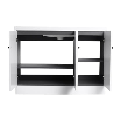 Contemporary Freestanding Bathroom Vanity with White Resin Sink & Soft - Close Cabinet Doors, Plywood, 48' - 1st Choice Furniture Direct