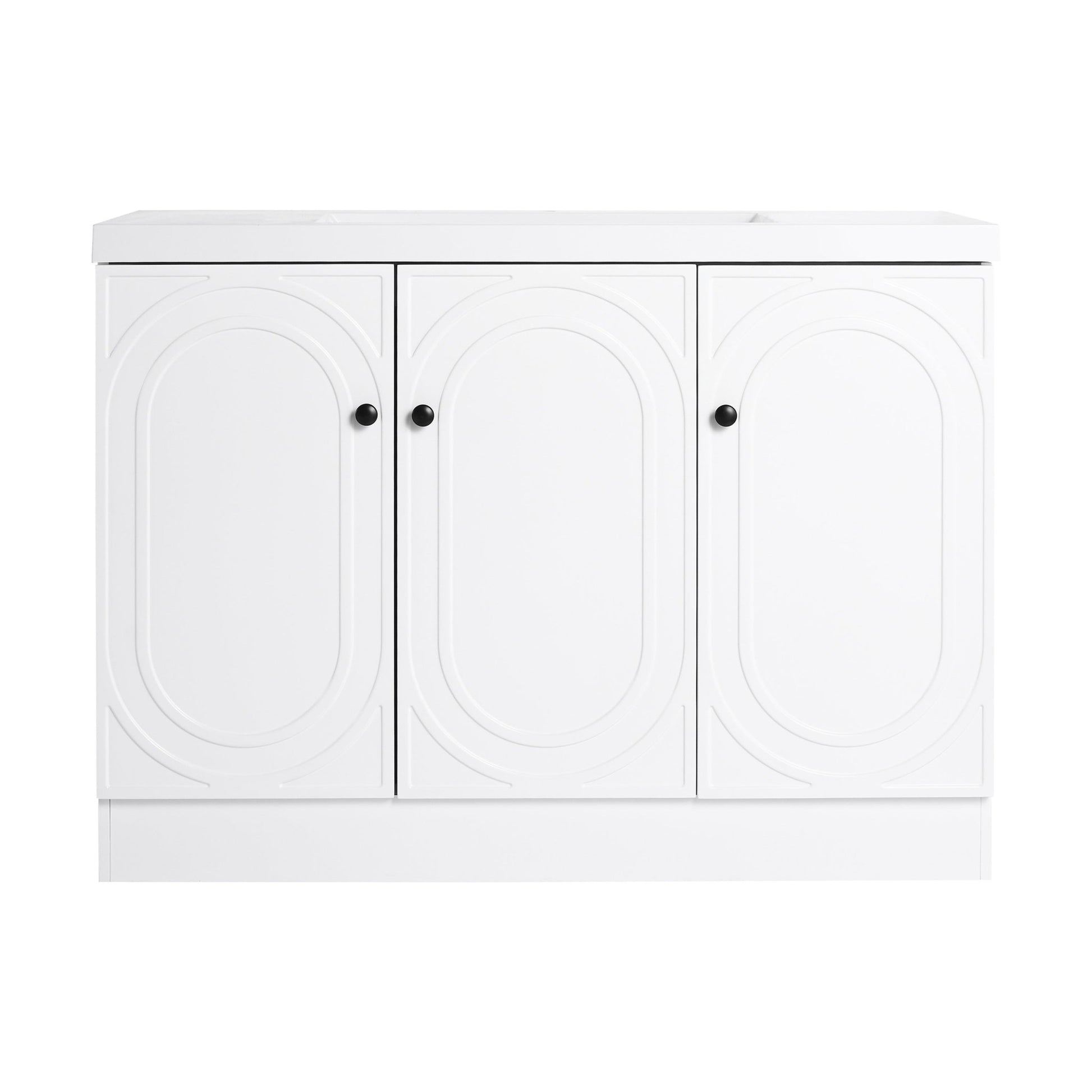 Contemporary Freestanding Bathroom Vanity with White Resin Sink & Soft - Close Cabinet Doors, Plywood, 48' - 1st Choice Furniture Direct