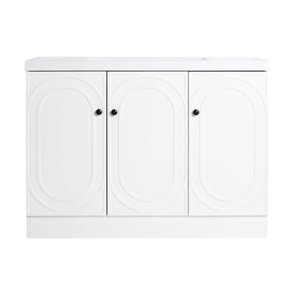 Contemporary Freestanding Bathroom Vanity with White Resin Sink & Soft - Close Cabinet Doors, Plywood, 48' - 1st Choice Furniture Direct