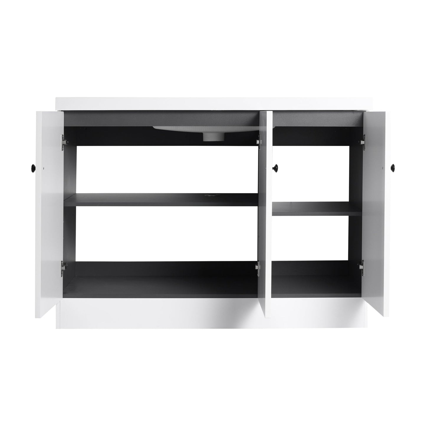 Contemporary Freestanding Bathroom Vanity with White Resin Sink & Soft - Close Cabinet Doors, Plywood, 48' - 1st Choice Furniture Direct