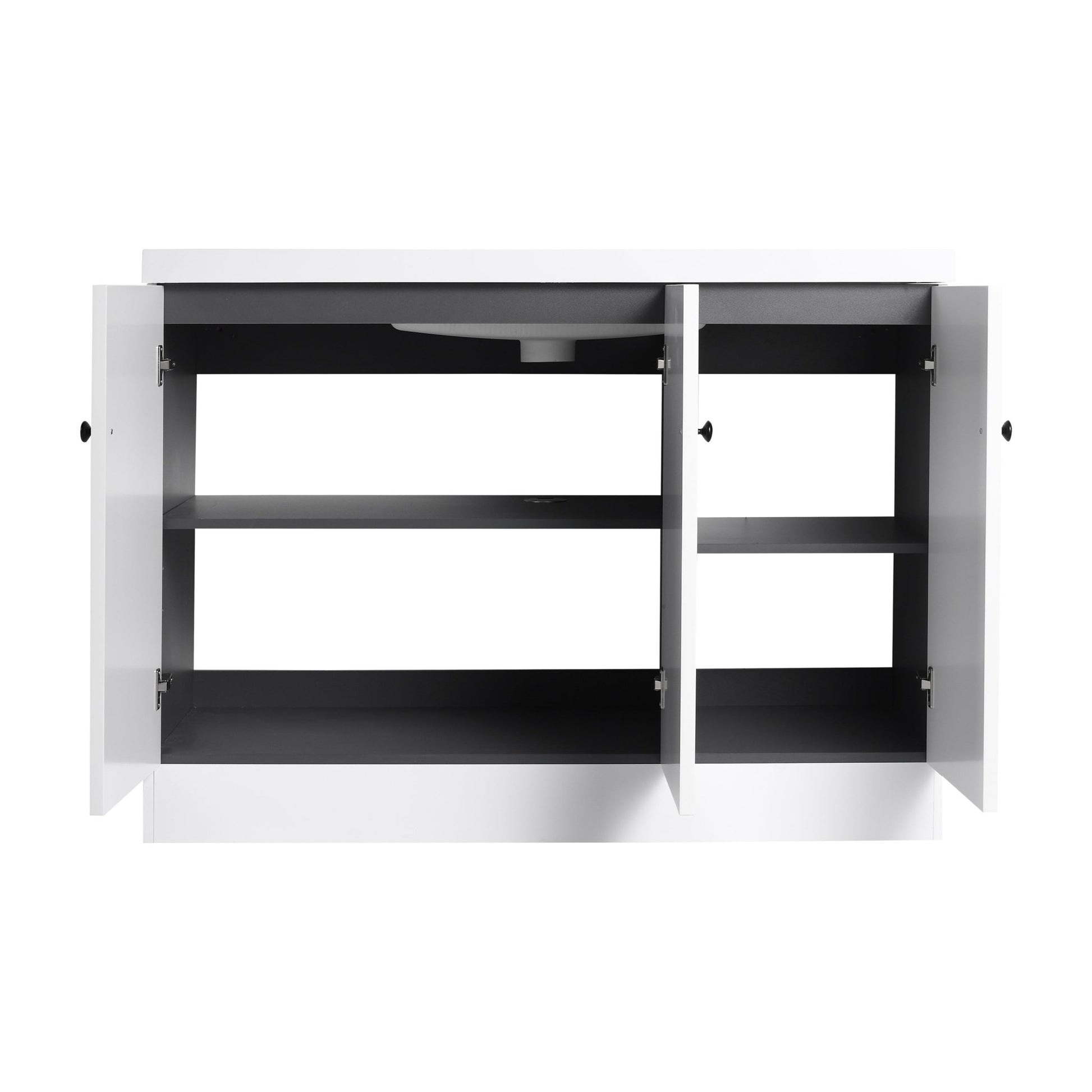 Contemporary Freestanding Bathroom Vanity with White Resin Sink & Soft - Close Cabinet Doors, Plywood, 48' - 1st Choice Furniture Direct