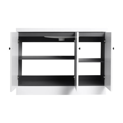 Contemporary Freestanding Bathroom Vanity with White Resin Sink & Soft - Close Cabinet Doors, Plywood, 48' - 1st Choice Furniture Direct