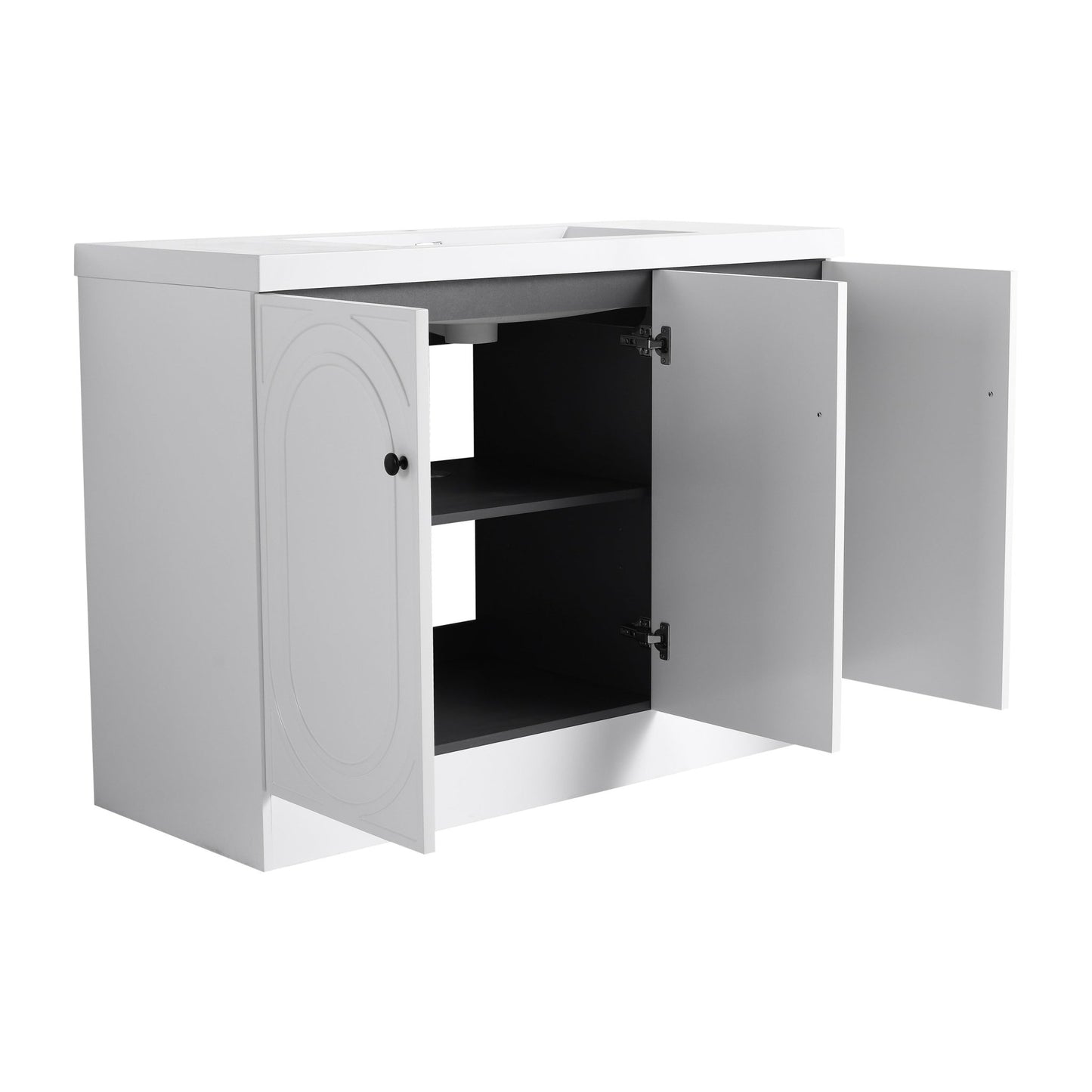 Contemporary Freestanding Bathroom Vanity with White Resin Sink & Soft - Close Cabinet Doors, Plywood, 48' - 1st Choice Furniture Direct