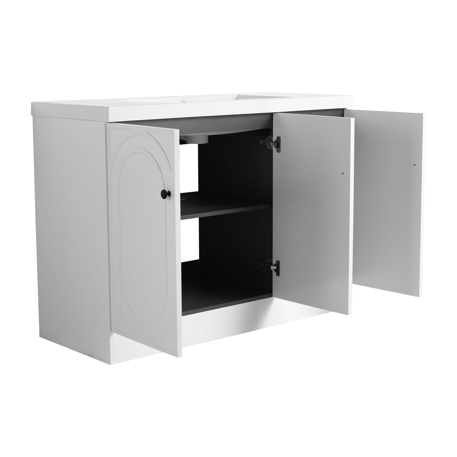 Contemporary Freestanding Bathroom Vanity with White Resin Sink & Soft - Close Cabinet Doors, Plywood, 48' - 1st Choice Furniture Direct