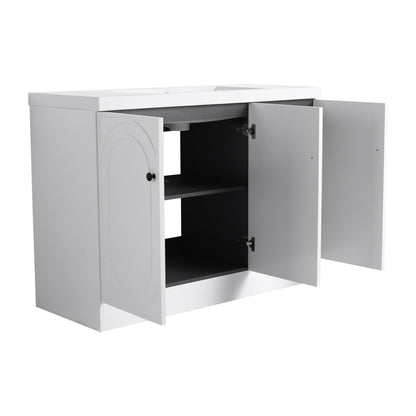 Contemporary Freestanding Bathroom Vanity with White Resin Sink & Soft - Close Cabinet Doors, Plywood, 48' - 1st Choice Furniture Direct
