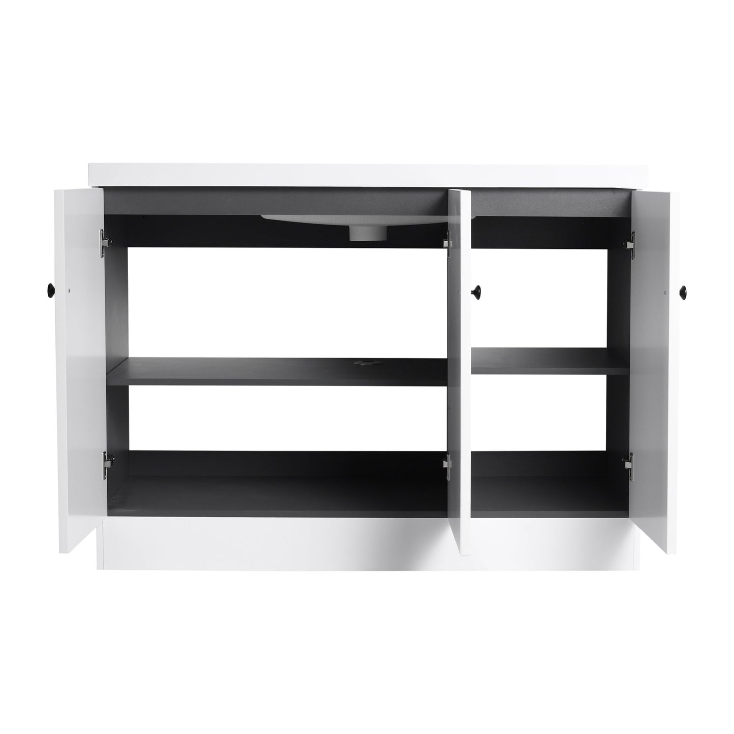 Contemporary Freestanding Bathroom Vanity with White Resin Sink & Soft - Close Cabinet Doors, Plywood, 48' - 1st Choice Furniture Direct