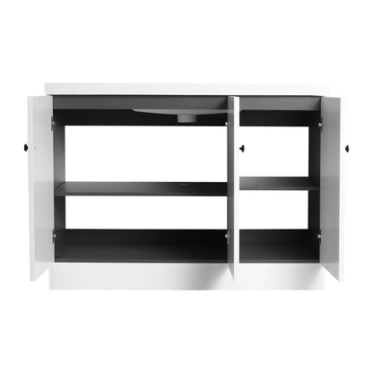 Contemporary Freestanding Bathroom Vanity with White Resin Sink & Soft - Close Cabinet Doors, Plywood, 48' - 1st Choice Furniture Direct