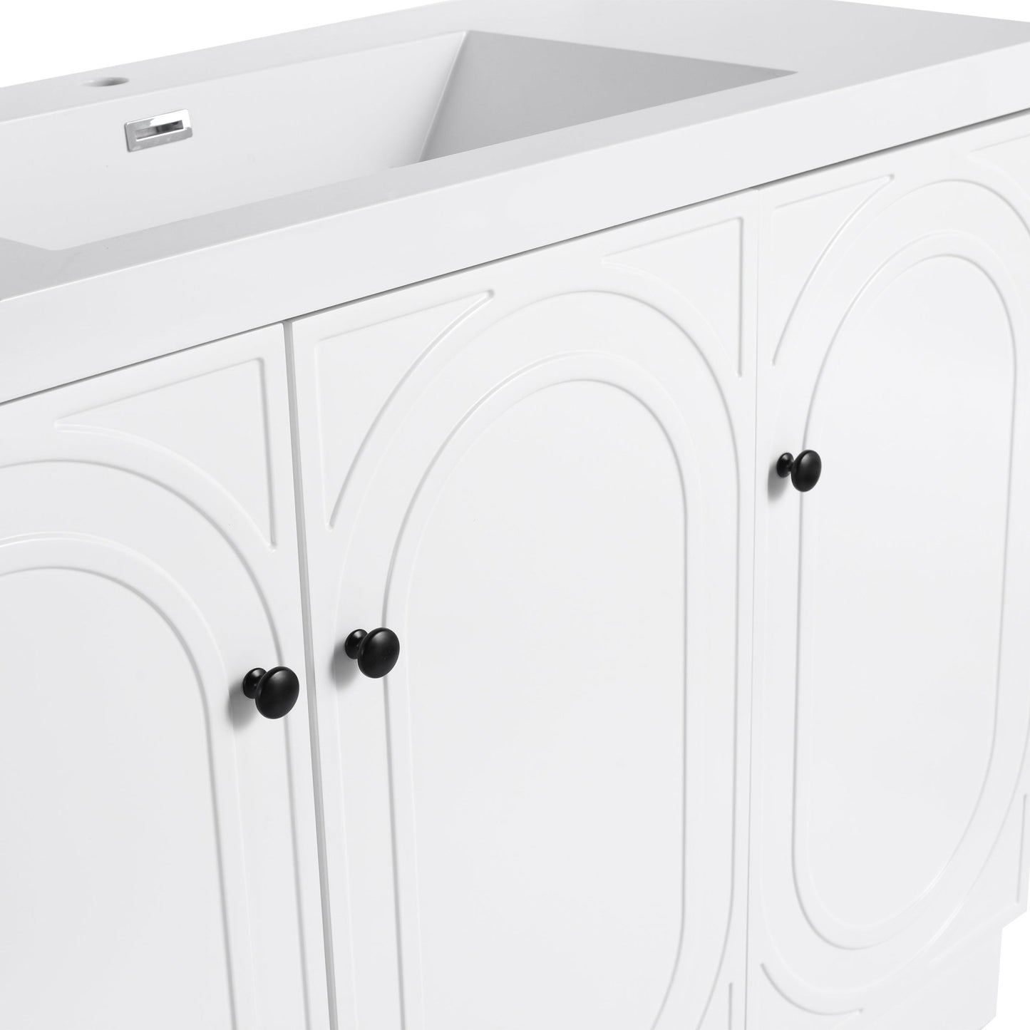 Contemporary Freestanding Bathroom Vanity with White Resin Sink & Soft - Close Cabinet Doors, Plywood, 48' - 1st Choice Furniture Direct