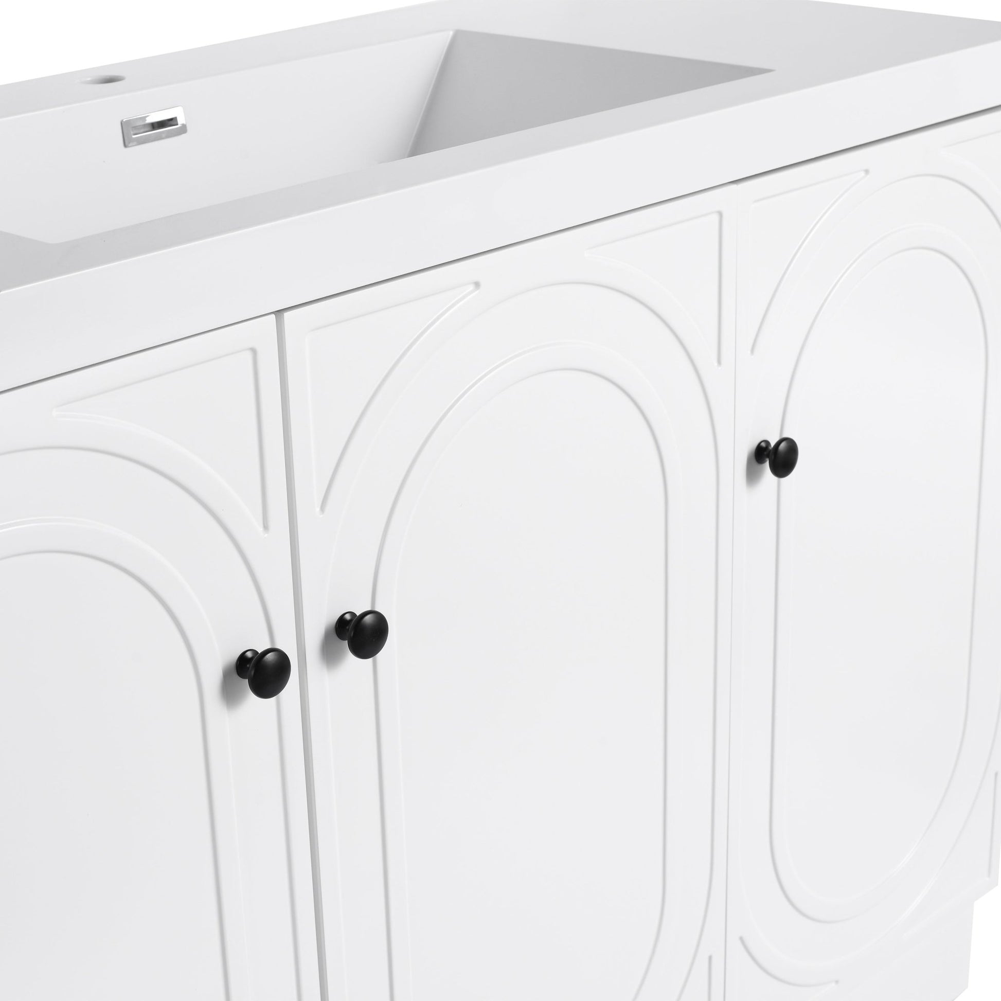 Contemporary Freestanding Bathroom Vanity with White Resin Sink & Soft - Close Cabinet Doors, Plywood, 48' - 1st Choice Furniture Direct