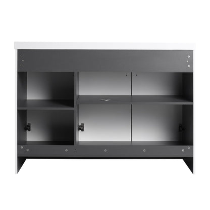 Contemporary Freestanding Bathroom Vanity with White Resin Sink & Soft - Close Cabinet Doors, Plywood, 48' - 1st Choice Furniture Direct