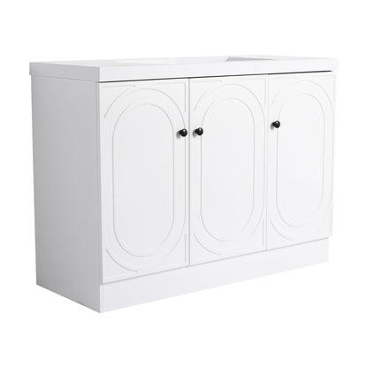Contemporary Freestanding Bathroom Vanity with White Resin Sink & Soft - Close Cabinet Doors, Plywood, 48' - 1st Choice Furniture Direct