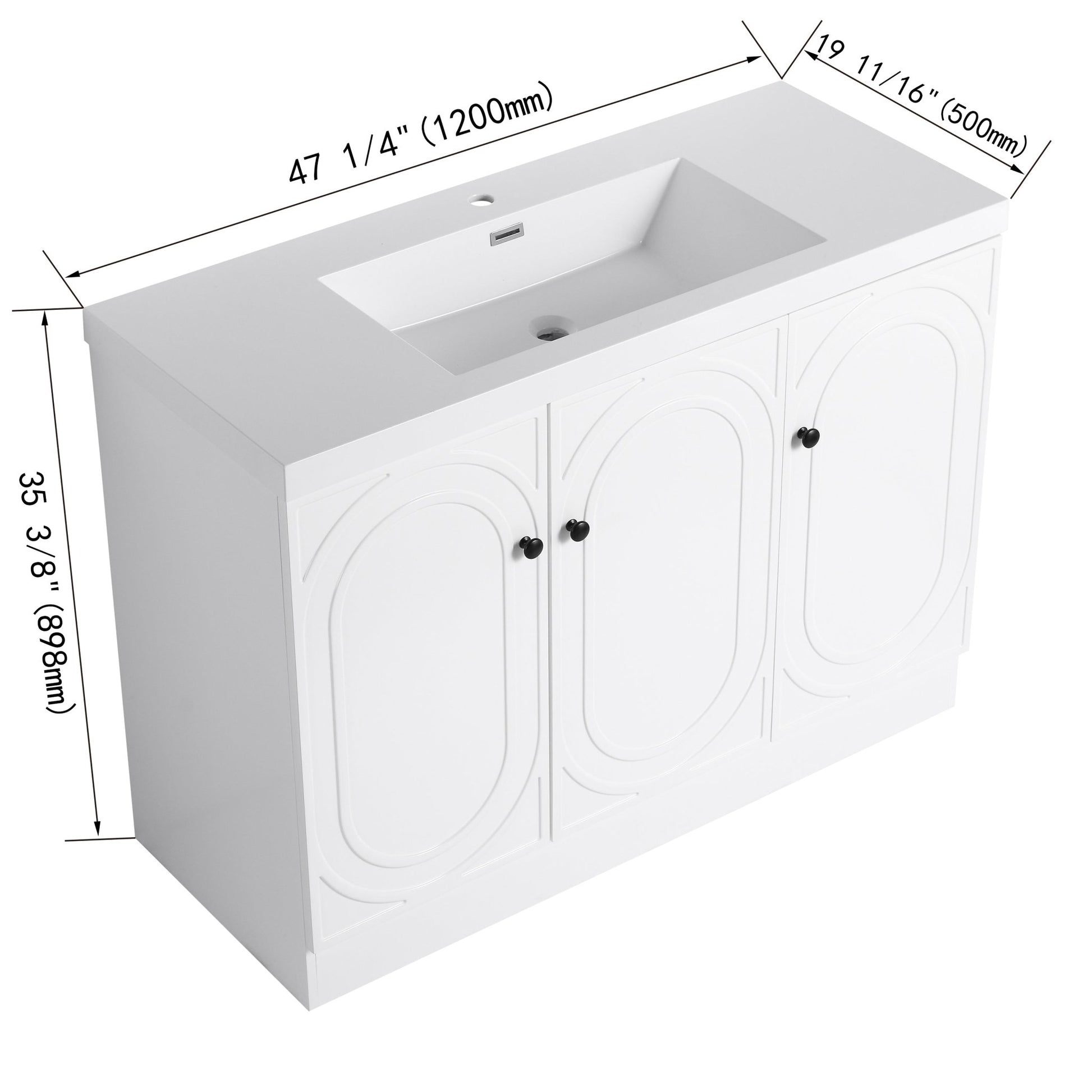 Contemporary Freestanding Bathroom Vanity with White Resin Sink & Soft - Close Cabinet Doors, Plywood, 48' - 1st Choice Furniture Direct