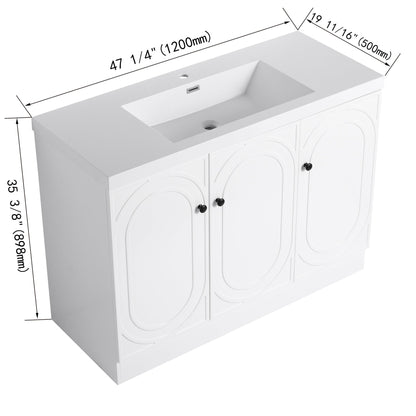 Contemporary Freestanding Bathroom Vanity with White Resin Sink & Soft - Close Cabinet Doors, Plywood, 48' - 1st Choice Furniture Direct