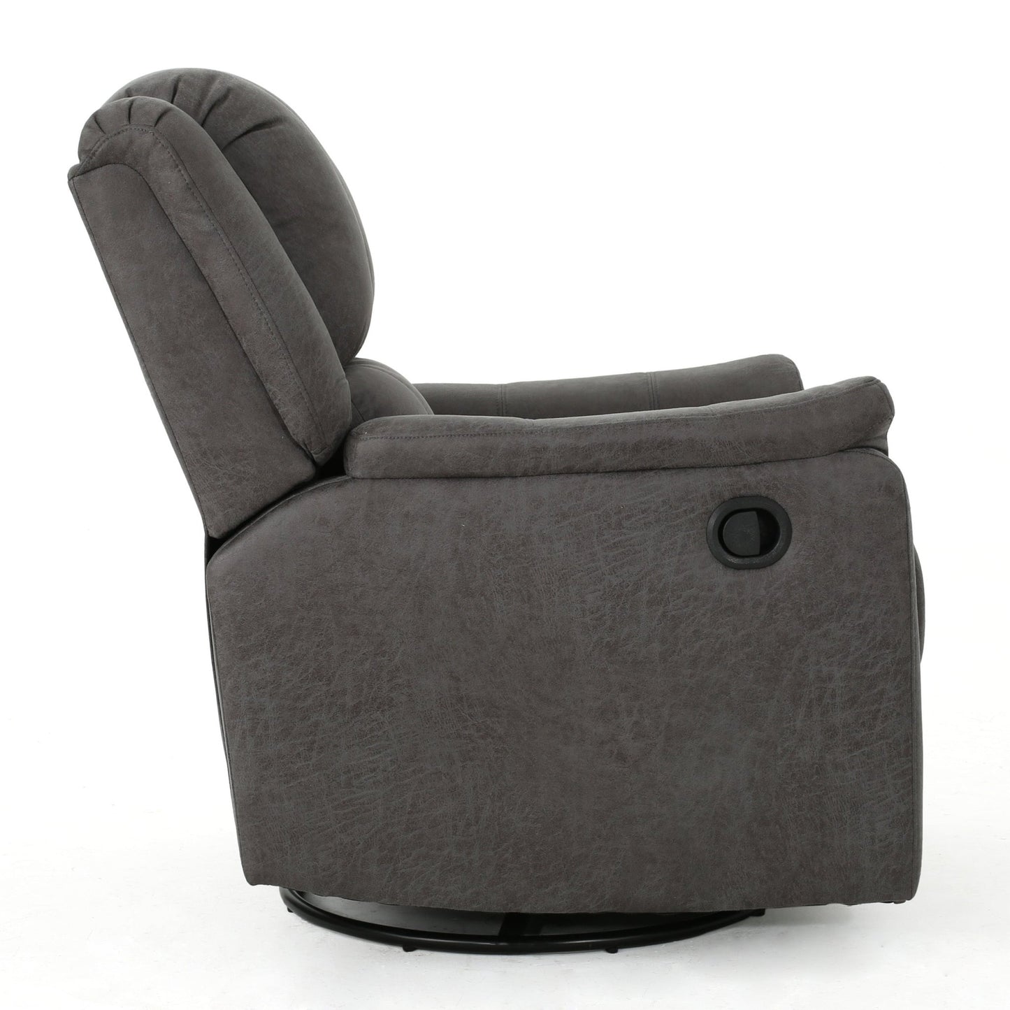 Contemporary Glider Recliner Chair with Swivel Function in Slate Microfiber - 1st Choice Furniture Direct