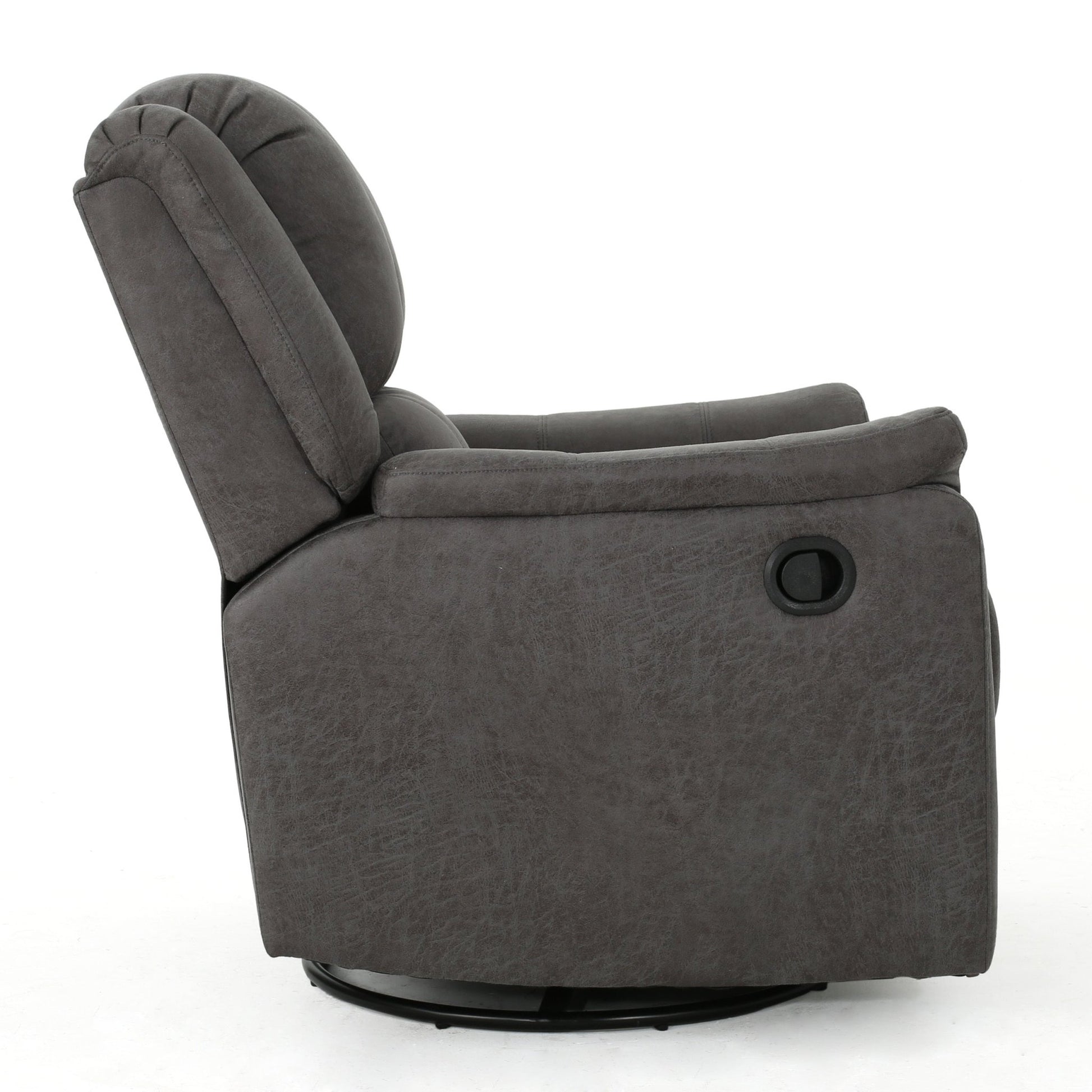 Contemporary Glider Recliner Chair with Swivel Function in Slate Microfiber - 1st Choice Furniture Direct