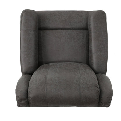 Contemporary Glider Recliner Chair with Swivel Function in Slate Microfiber - 1st Choice Furniture Direct