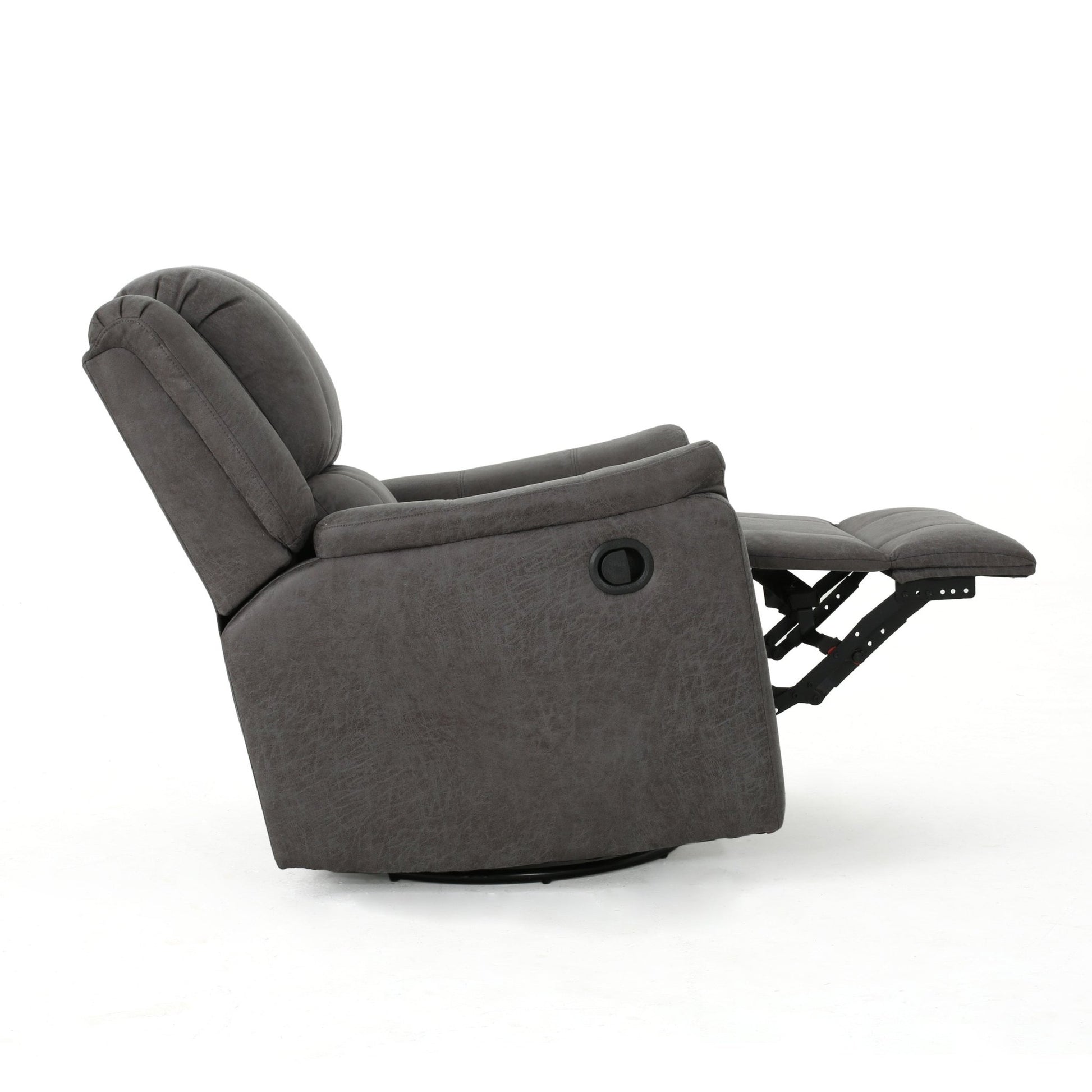 Contemporary Glider Recliner Chair with Swivel Function in Slate Microfiber - 1st Choice Furniture Direct