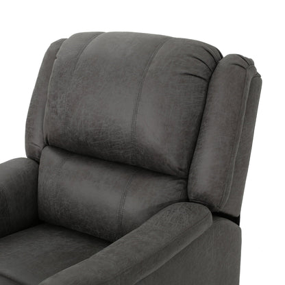 Contemporary Glider Recliner Chair with Swivel Function in Slate Microfiber - 1st Choice Furniture Direct