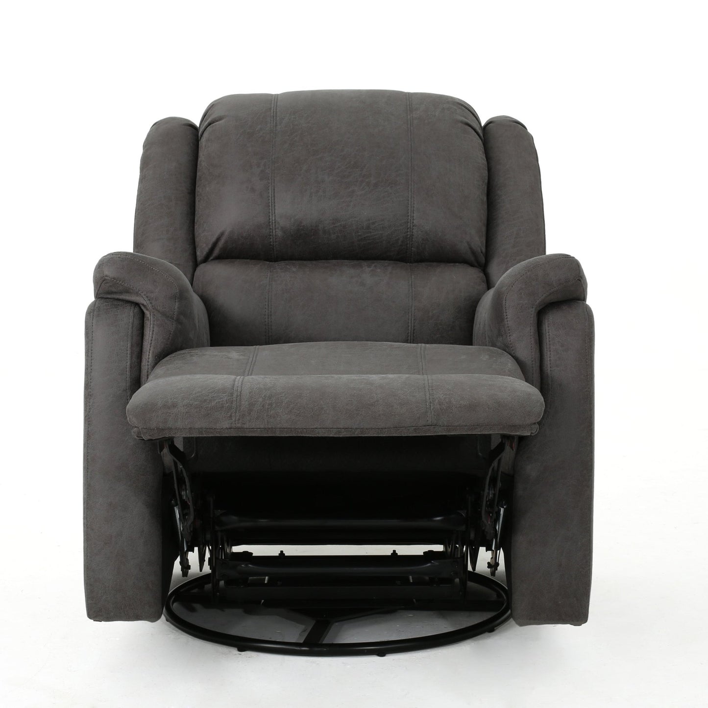 Contemporary Glider Recliner Chair with Swivel Function in Slate Microfiber - 1st Choice Furniture Direct